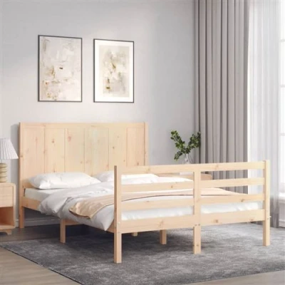 Afbeelding van vidaXL Bedframe met hoofdbord massief hout