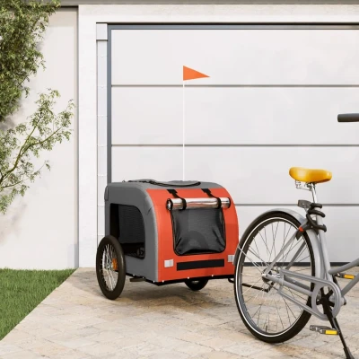 Afbeelding van vidaXL Hondenfietstrailer oxfordstof en ijzer oranje grijs