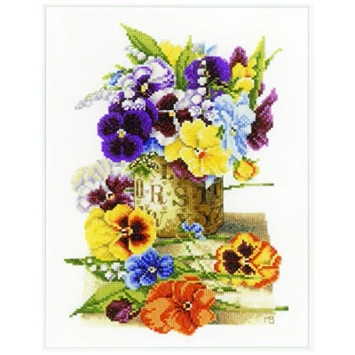 Afbeelding van Borduurpakket Pot met viooltjes 0154464