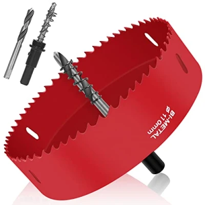 Afbeelding van JatilEr gatenzaag 110 mm Gatenzaagset Diameter Krachtige gatopener Bimetalen Voor hout, aluminium, ijzerplaat, buis, kunststof enz. (rood)