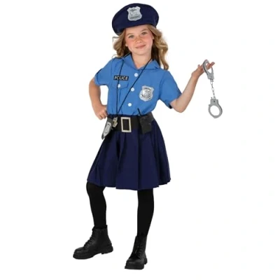 Afbeelding van Morph Politieagentenkostuum voor meisjes, politiekostuum, politieagentenkostuum, kinderen, politiekostuum maat XS