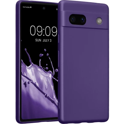 Afbeelding van kwmobile metallic telefoonhoesje van TPU geschikt voor Google Pixel 7a Flexible case smartphone In blauwpaars