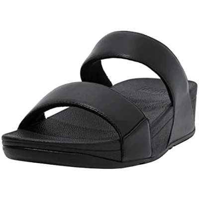 Afbeelding van Fitflop Lulu Damessandalen met sleehak, leer, zwart.