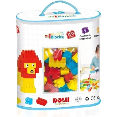 Afbeelding van Dolu Bouwen 150 Stenen met Tas Bouwenset Mijn eerste bouwblokken Contructiespeelgoed
