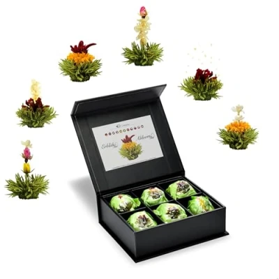Afbeelding van Creano Cadeauset met theebloemen in magnetische doos, The Green, 6 verschillende soorten