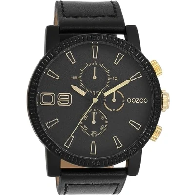 Afbeelding van OOZOO Timepieces zwarte horloge met leren band C11212