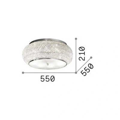 Afbeelding van Plafondlamp Ideal Lux Pasha, goudkleurig, kristal, Ø 55 cm