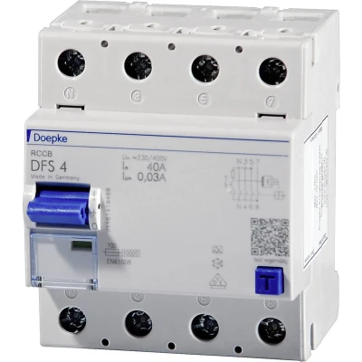 Afbeelding van Doepke 09124901 DFS4 025 4/0,03 A 4polig 25/0,03A Aardlekschakelaar 4 polig 25 0.03 230 V, 400 V