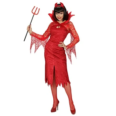 Afbeelding van Widmann Duivel Kostuum Rode Duivelse Dame Vrouw Rood Medium Halloween Verkleedkleding