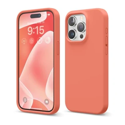 Afbeelding van elago Compatibel met iPhone 15 Pro, vloeibare siliconen volledige beschermhoes, schokbestendig, zachte krasbestendige microvezelvoering, 15,5 cm (Poulo Pink)