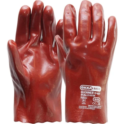 Afbeelding van Majestic handschoen pvc rood enkel gedipt 27 cm,