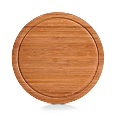 Afbeelding van Zeller snijplank met sap groef hout rond 30 cm serveerplank