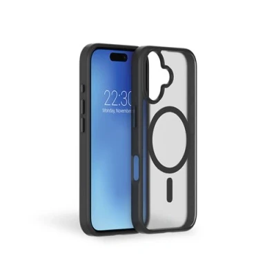 Afbeelding van Force Case, Beschermhoesje Geschikt voor Apple iPhone 16 Versterkt MagSafe AIR FROST met Tryax 3M Systeem, Zwart
