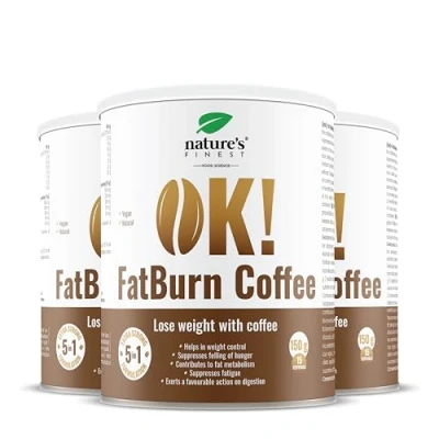 Afbeelding van Nature&#039;s Finest OK!FatBurn Coffee Koffiedrank met 5 in 1 actie voor energie en gewichtsverlies, L carnitine vlierbessen guarana (150)