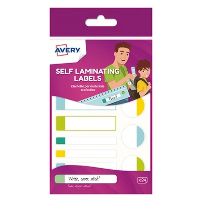 Image de Bloc de 24 étiquettes plastifiées Avery en 3 formats Modèle aléatoire