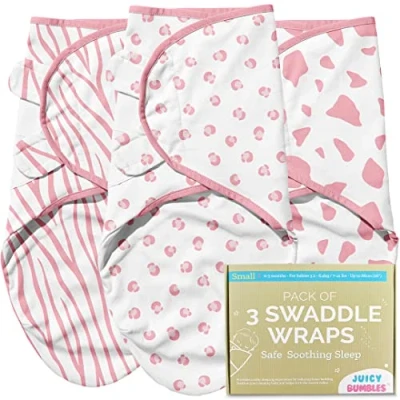 Afbeelding van Juicy Bumbles Babydeken, inbakeren van baby&#039;s 0 6 maanden, babyluiers katoen voor pasgeborenen, set 3 stuks babyluiers, onmisbaar jongens en meisjes, babyverzorging