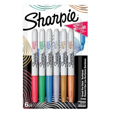 Afbeelding van Sharpie Metallics Permanente marker, fijne punt, verschillende kleuren, 6 stuks