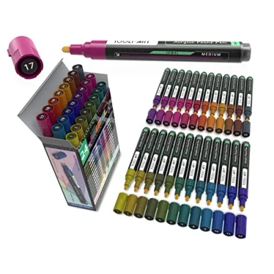 Afbeelding van 24 stuks acrylverfmarkers, 3 mm punt, verf op steen, glas, kopjes, hout, metaal, canvas, knutselprojecten, details, niet giftig, waterbasis, sneldrogend
