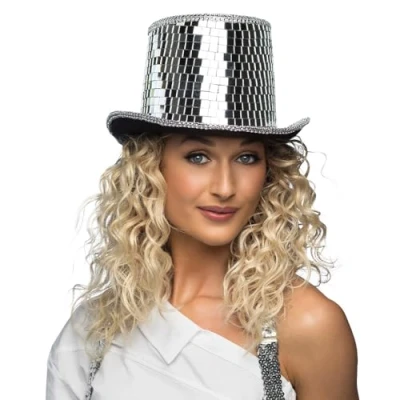 Afbeelding van Boland Hoed Disco Zilver 59 Volwassenen Unisex 80&#039;s &amp; 90&#039;s Retro Carnaval Themafeest