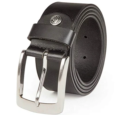 Afbeelding van Lindenmann Herenriem van buffelleer, 40 mm breed en 3,8 dik, verstelbaar, riem, leren jeansriem (XL) zwart, zwart.