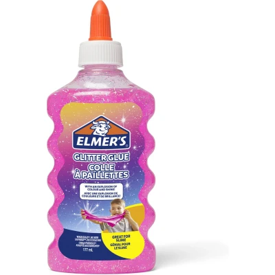 Afbeelding van Elmer&#039;s PVA glitterlijm roze 177 ml uitwasbaar en kindvriendelijk geweldig voor het maken van slijm om te knutselen