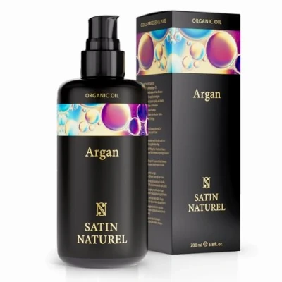 Afbeelding van Satin Naturel Bio Haarolie met Arganolie Haar en Hoofdhuid olie voor droog haar, Argan een natuurlijke haargroei glanzend 100% puur Vegan zowel haarverzorging als huidverzorging, 200ml