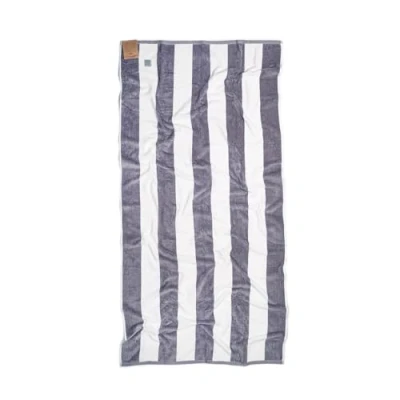 Afbeelding van MOMOMUS grote strandhanddoek van 100% fluwelen katoen, huttenstrepen, zacht en ultra absorberend, katoen voor zwembad, grijs, 90 x 180 cm