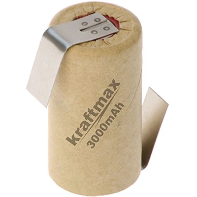 Afbeelding van kraftmax SUB C merkcellen, 10 stuks, 3000 mAh, 1,2 V, NIMH, high performance cellen met soldeervlag, Z vorm, industriële kwaliteit