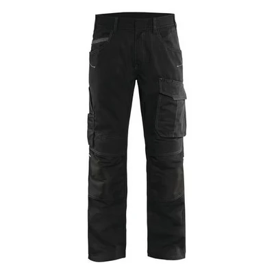 Image de Pantalon services stretch noir/gris foncé, boutons cachés
