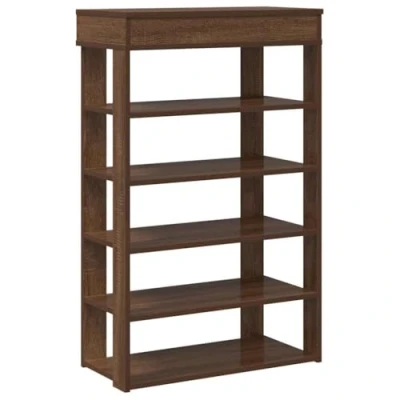 Afbeelding van Schoenenrek 60x30x98 cm bewerkt hout bruin eikenkleur