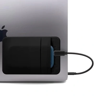 Afbeelding van Afterplug 2 vakken zelfklevende tas voor laptop, compatibel met externe SSD, slanke muizen, USB en meer, zwart