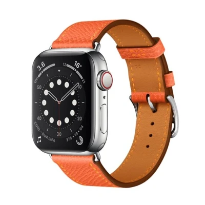 Afbeelding van Apple Watch Lederen bandje Oranje Geschikt voor 38mm / 40mm 41mm