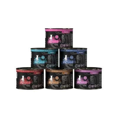 Afbeelding van catz finefood Puur Blikken 6 x 200/190 g Kattenvoer Mix 1 (Kip, Wild Zwijn, Lam, Schaap, Kalkoen, Rund)