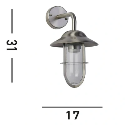 Afbeelding van Buitenwandlamp Toronto, IP44, zilver, staal, glas, E27