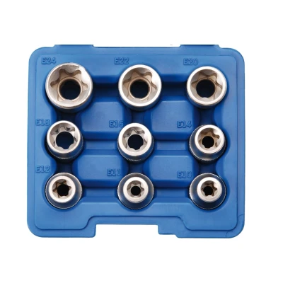 Afbeelding van SW Stahl 04435L Doppenset 9 Buiten Torx, E profiel Chroom vanadium staal 1/2 Vierkant