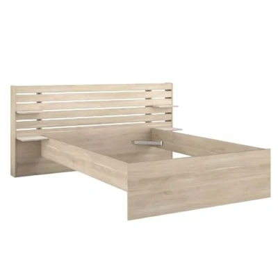 Afbeelding van Bed Evi eikenkleur 140x200 cm Beige Spaanplaat