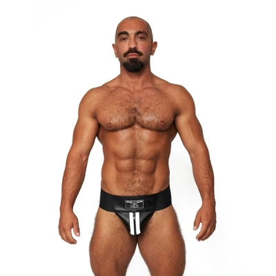 Afbeelding van Mister B Leren Premium Jockstrap Zwart / Wit