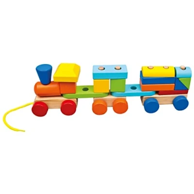 Afbeelding van Bino Trekfiguur Treinwagons Junior 34 X 11 7 Cm Hout 17 delig
