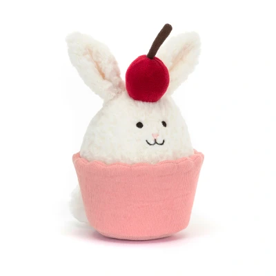 Afbeelding van Jellycat dainty dessert knuffelcupcake met konijn 14 cm
