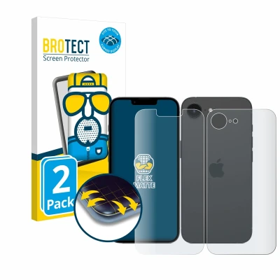 Afbeelding van BROTECT Screenprotector voor Apple iPhone 16e (Voor+Achter) Folie Beschermfolie matte volledig dekking (2 Stuks)