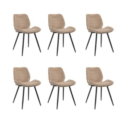 Afbeelding van Bronx71® Velvet eetkamerstoel Toby taupe Eetkamerstoelen set van 6