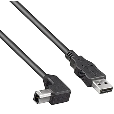 Afbeelding van PremiumCord Ku2ab2 90 AWG28 High Speed USB 2.0 kabel, A stekker naar B stekker, dubbel afgeschermd, 2 m lang, voor scanner, zwart