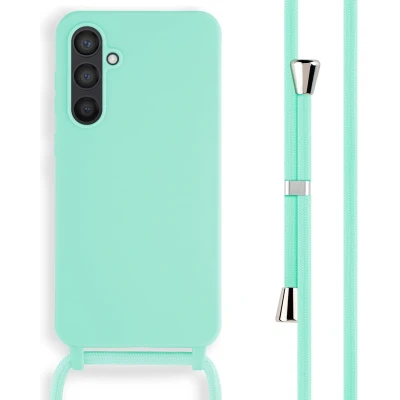 Afbeelding van iMoshion hoesje Geschikt voor Samsung Galaxy S23 FE met koord Siliconen Mintgroen