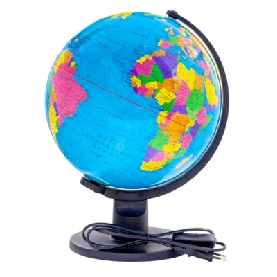 Afbeelding van Raylu Paper® Lichtgevende en roterende wereldbol, cartografie meridiaan, wereldbol in het Spaans (blauw 25 cm)