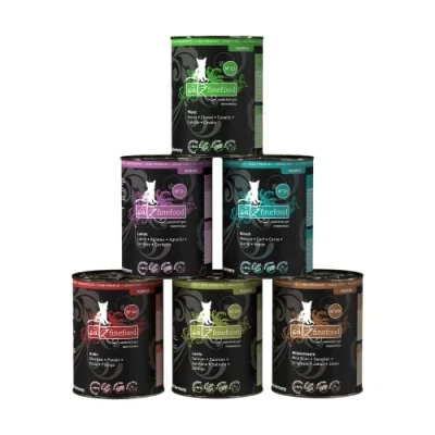 Afbeelding van catz finefood Puur Blikken 6 x 400/375 g Kattenvoer Mix II (Kip, Lam, Zalm, Hertenvlees, Paard, Wild Zwijn)