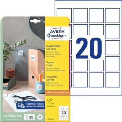 Afbeelding van Etiket Avery Zweckform L7121 25 QR code 45x45mm opaak 400stuks