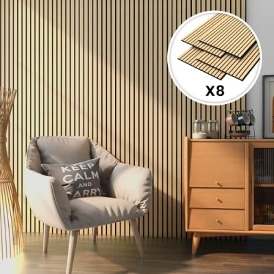 Afbeelding van Akoestisch Wandpaneel Vang set van 8 mdf 5,76 m² eiken