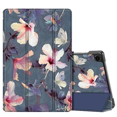 Afbeelding van Fintie Beschermhoes voor Samsung Galaxy Tab A9 Plus 11 inch 2023, ultradun, PU leer, met automatische slaap/waakfunctie, tablet A9+, SM X210, X216, X218, hibiscus bloemen