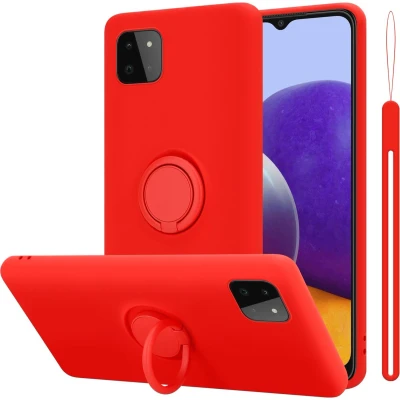 Afbeelding van Cadorabo Hoesje geschikt voor Samsung Galaxy A22 5G in LIQUID ROOD Beschermhoes van flexibel TPU silicone Case Cover met ring