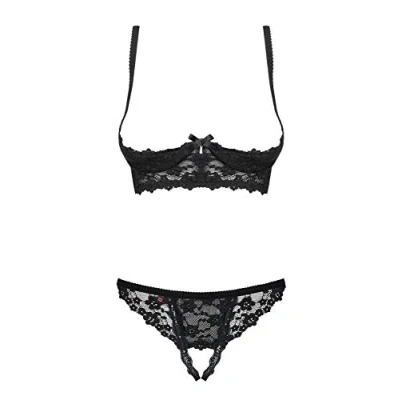 Afbeelding van Obsessive Letica 2 pcs Cupless Set Zwart L/XL